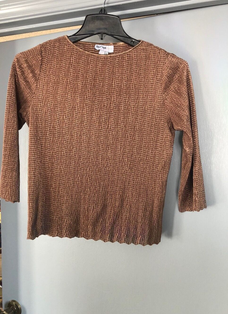 Lana Lee Women brown 3/4 Sleeve Top Size Small
